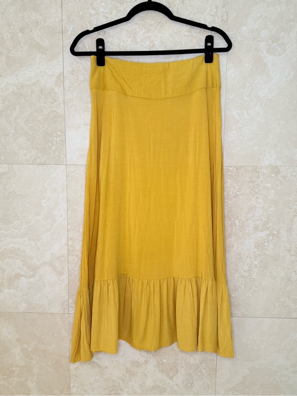 Mustard Lace-Up Ruffled Hem Women’s Skirt - Picture 2 of 9